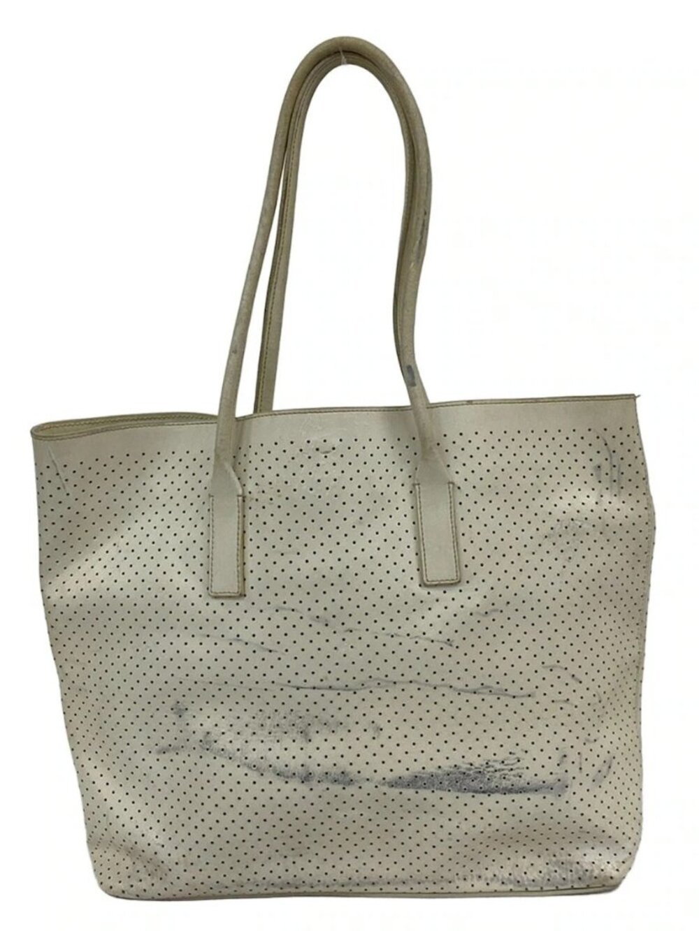 PRADA - BR1543 White Leather Tote Bag - Picture 1 of 13